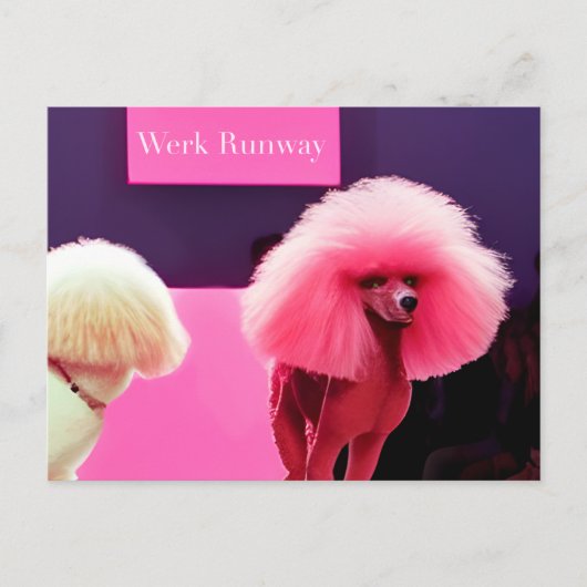 Niedliche Pink Poodle Runway Happy Birthday Postca Postkarte (Vorderseite)