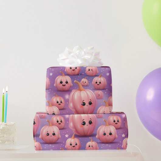 Niedliche Pink Pumpkin-Modellkinder halloween Geschenkpapier (Partygeschenke)