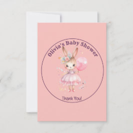 Niedliche Pink Rabbit Babydusche Dankeskarte