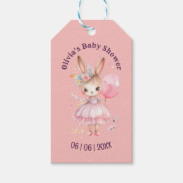 Niedliche Pink Rabbit Babydusche Geschenkanhänger