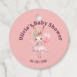 Niedliche Pink Rabbit Babydusche Geschenkanhänger