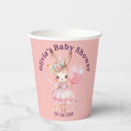 Niedliche Pink Rabbit Babydusche Pappbecher