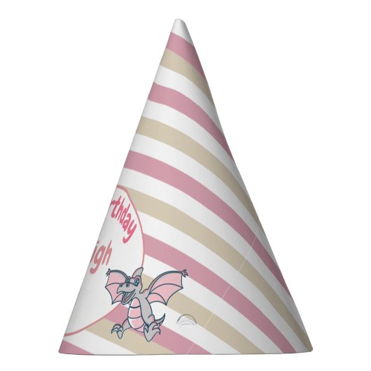 Niedliche Pink Stripes und Dragon Dinosaurier Partyhütchen (Rechts)