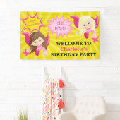 Niedliche Pink Superhero Girl Geburtstagsparty Banner (Insitu)