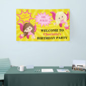 Niedliche Pink Superhero Girl Geburtstagsparty Banner (Messeveranstaltung)