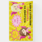 Niedliche Pink Superhero Girl Geburtstagsparty Banner (Vertikal)