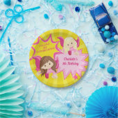 Niedliche Pink Superhero Girl Geburtstagsparty Pappteller (Party)