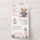 Niedliche Pink Teddy Bear Kinderdusche All In One Einladung (Innen Boden)