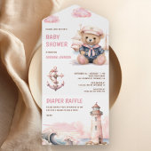 Niedliche Pink Teddy Bear Kinderdusche All In One Einladung