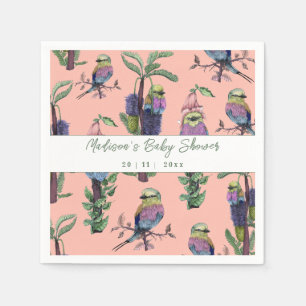 Niedliche Pink Tropical Birds Jungle Babydusche Serviette