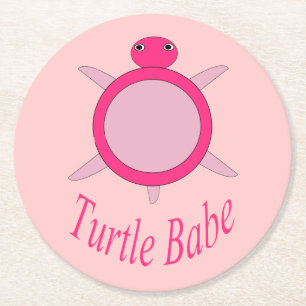 Niedliche Pink Turtle Babe Paper Untersetzer