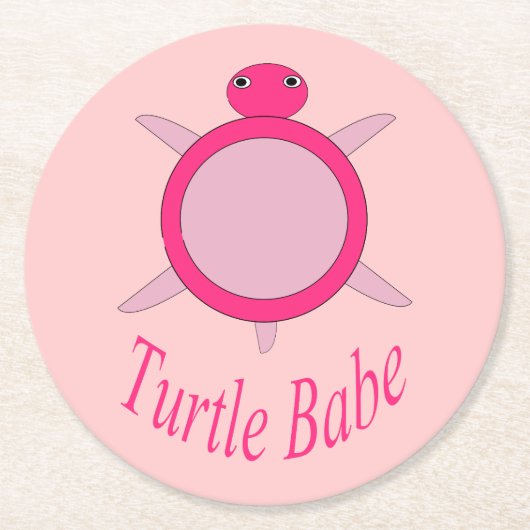 Niedliche Pink Turtle Babe Paper Untersetzer (Vorderseite)