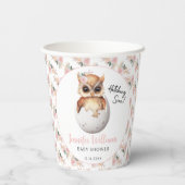 Niedliche Pink Uhu Blumenjungen Mädchen Duschpapie Pappbecher (Rückseite)