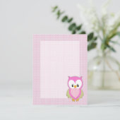 Niedliche Pink-Uhu-Polka-Punkte rosa Muster-Bild d Einladung (Stehend Vorderseite)