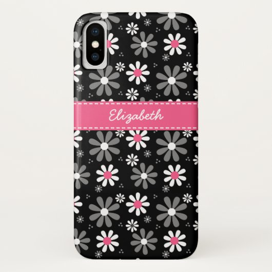 Niedliche Pink und Black Girly Mod Daisies mit Nam Case-Mate iPhone Hülle (Rückseite)