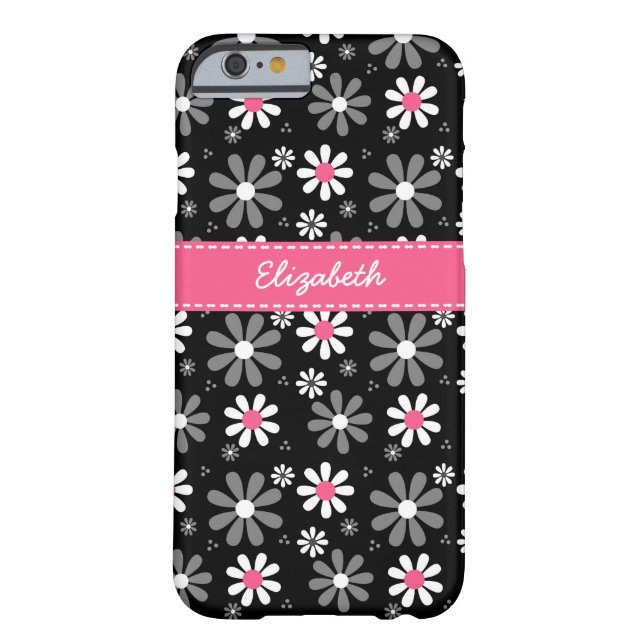 Niedliche Pink und Black Girly Mod Daisies mit Nam Case-Mate iPhone Hülle (Rückseite)