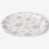 Niedliche Pink- und Graukatzenpaw-Teller Pappteller (Schrägansicht)