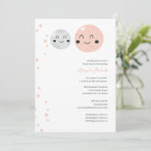 Niedliche Pink und Gray Planets Kindermädchendusch Einladung (Stehend Vorderseite)