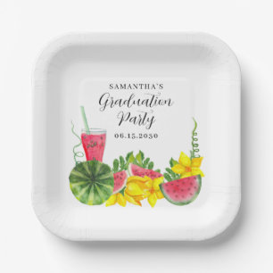 Niedliche Pink Watermelon Graduation Party Pappteller