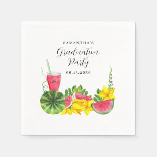 Niedliche Pink Watermelon Graduation Party Serviette