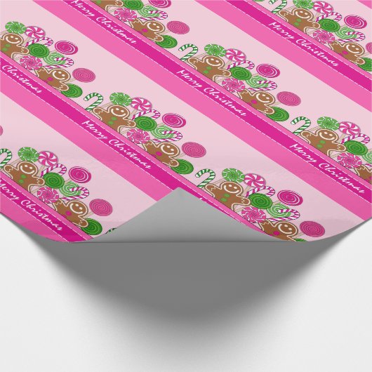 Niedliche Pink Weihnachtskuchen Geschenkpapier (Ecke)