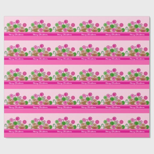 Niedliche Pink Weihnachtskuchen Geschenkpapier (Flach)