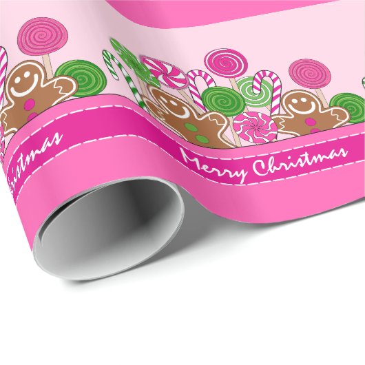 Niedliche Pink Weihnachtskuchen Geschenkpapier (Rolleneckpunkt)