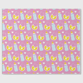 NIEDLICHE PINK-WEISS-GELBBABY-MÄDCHEN GESCHENKPAPIER (Flach)