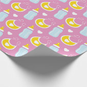 NIEDLICHE PINK-WEISS-GELBBABY-MÄDCHEN GESCHENKPAPIER (Ecke)