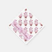 Niedliche Pink & White Heart Cupcakes Geburtstag N Serviette (Ecke)