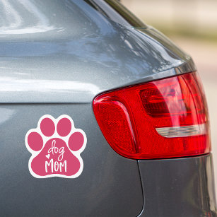 Niedliche Pink & White Hund Mama Pawprint Auto Mag Auto Magnet
