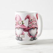 NIEDLICHE PINK & WHITE VALENTINE DAGNOMES KAFFEETASSE (VorderseiteRechts)