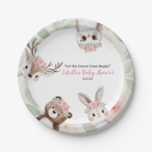 Niedliche Pink Woodland Animals Girl Baby Dusche Pappteller