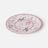 Niedliche Pink Zoo Tiere Zebra Baby Dusche Pappteller (Schrägansicht)