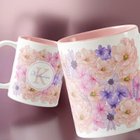 Niedliche pinkfarbene Aquarellfarben-Blume mit Mon