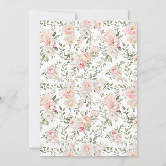 Niedliche pinkfarbene böhmische Blütendusche Einladung (Rückseite)