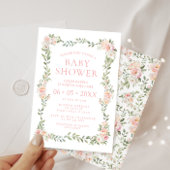 Niedliche pinkfarbene böhmische Blütendusche Einladung