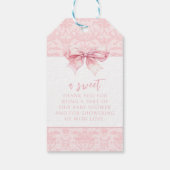 Niedliche pinkfarbene Bugpreppy-Girl-Dusche Danke Geschenkanhänger (Rückseite)