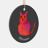 Niedliche pinkfarbene KatzenAquarellbilder Keramik Ornament (Rechts)