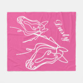 Niedliche pinkfarbene Pferde zeichnend Fleecedecke (Vorderseite (Horizontal))