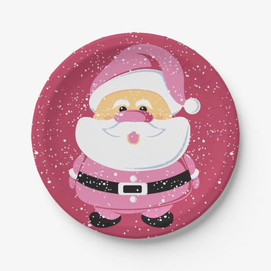 Niedliche pinkfarbene Weihnachtsfeiertage Pappteller (Vorderseite)
