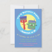 Niedliche Pinsel- und Zeichenkarikaturenfiguren Einladung (Vorderseite)