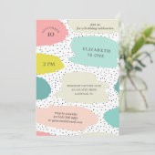 Niedliche Pinselstriche. Rosa und minziger Kinderg Einladung (Stehend Vorderseite)