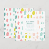 Niedliche Pinselstriche. Rosa und minziger Kinderg Einladung (Vorne/Hinten)