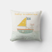 Niedliche Pirate Mouse Sailboat Kids Monogram Baby Kissen (Vorderseite)