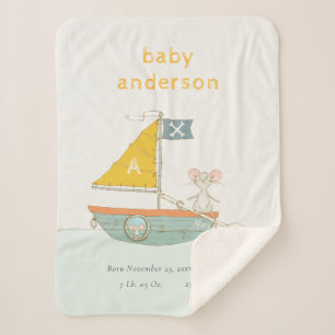 Niedliche Pirate Mouse Sailboat Kids Monogram Baby Sherpadecke
