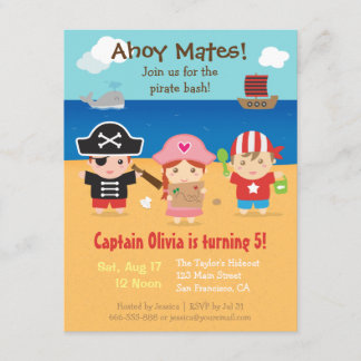 Niedliche Pirate Themed Kindergeburtstag Party Ein Einladung