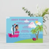 Niedliche Piraten-Geburtstags-Party Einladung des (Stehend Vorderseite)