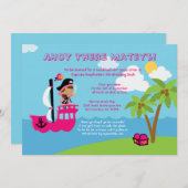 Niedliche Piraten-Geburtstags-Party Einladung des (Vorne/Hinten)