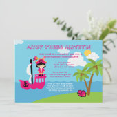 Niedliche Piraten-Geburtstags-Party Einladung des (Stehend Vorderseite)